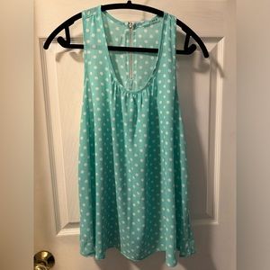 NWOT Adorable mint green and white polka dot racerback tank